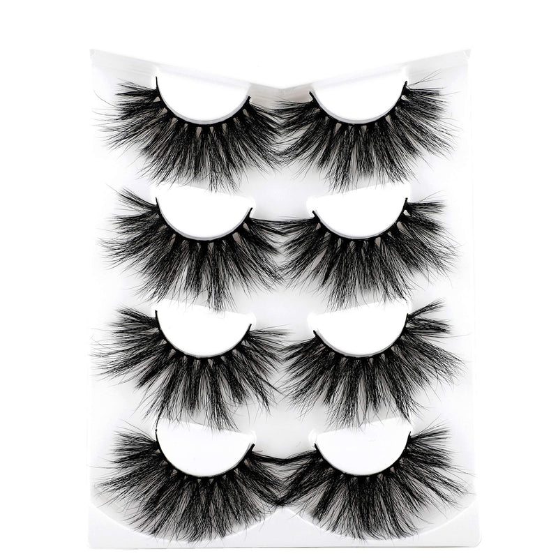 wiwoseo False Eyelashes 25MM Lashes Dramatic Long Fluffy Cross Thick Volume Fake Eye Lashes 4 Pairs Pack 25MM-1 - BeesActive Australia