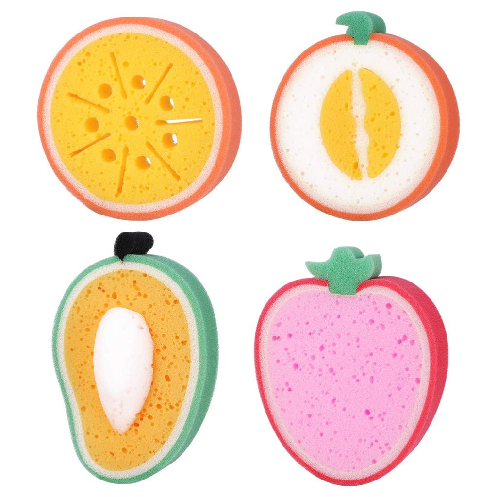 MILISTEN 4pcs Baby Bath Sponge Soft Foam Scrubber Natural Sponge for Bathing, Shower Scrubber Fruit Body Sponge for Kids/Babies/Men/Women - BeesActive Australia