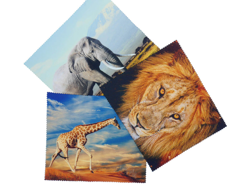 Go Optical Microfiber Glasses Spectacle Phone Lens Screen Cleaning Cloths African Savanna Theme X 3 Microfibre (3pc Mixed Pack) - BeesActive Australia