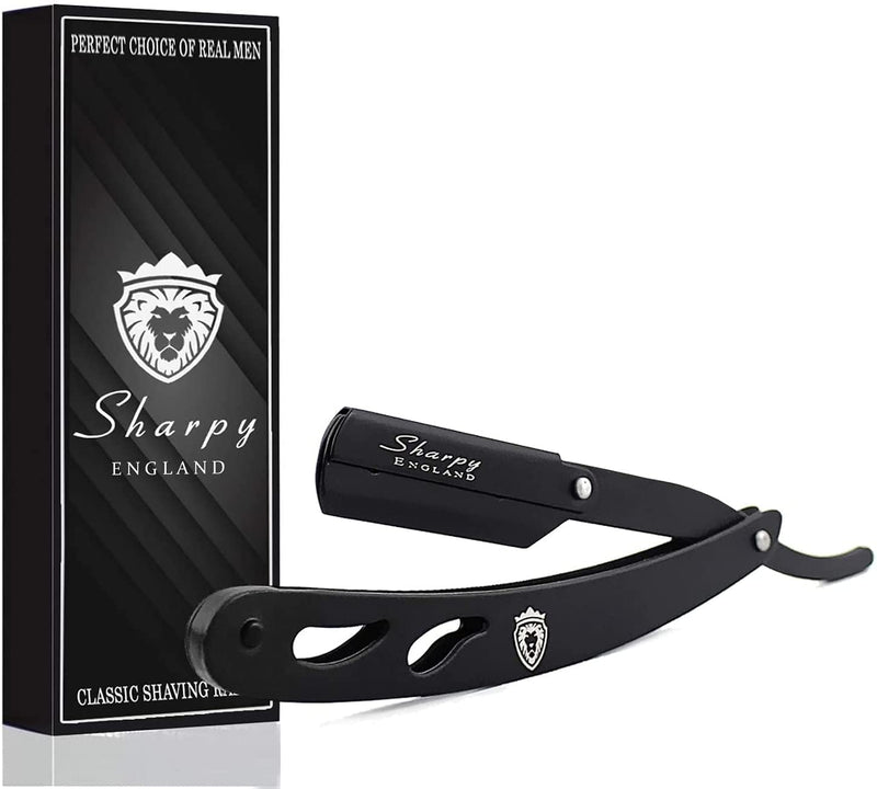 SHARPY Cut Throat Razor Kit - Matte Black Straight Razor Men - Professional Barber Shaving Razor for Men - Moustache & Beard Razor Men Shaving Kit - BeesActive Australia