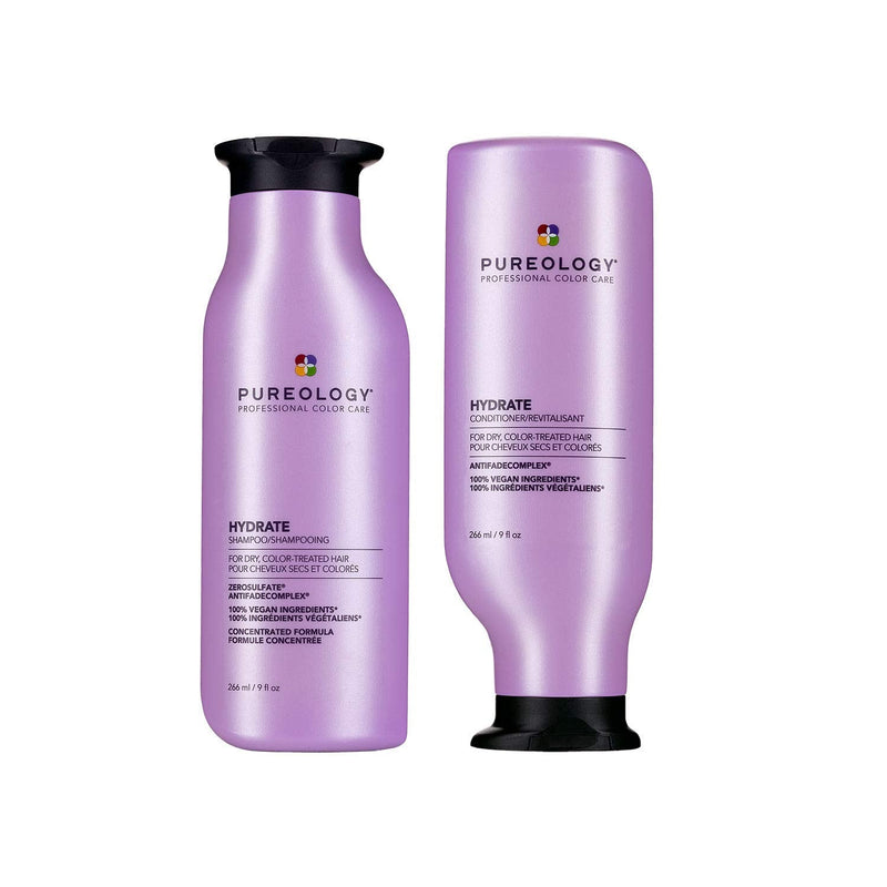 Pureology | Hydrate | Moisturising Shampoo & Conditioner Duo Set | For Medium to Thick Dry, Colour Treated Hair | Vegan | 266ml - BeesActive Australia
