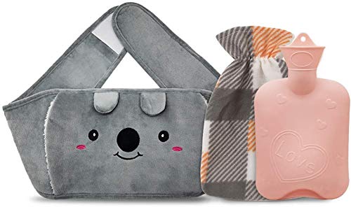 Hot Water Bottle Rubber Warm Water Bag with Soft Waist Cover,Hot Water Bag for Neck and Shoulder, Back, Legs,Waist Warm (Pink-Heart) Pink-Heart - BeesActive Australia