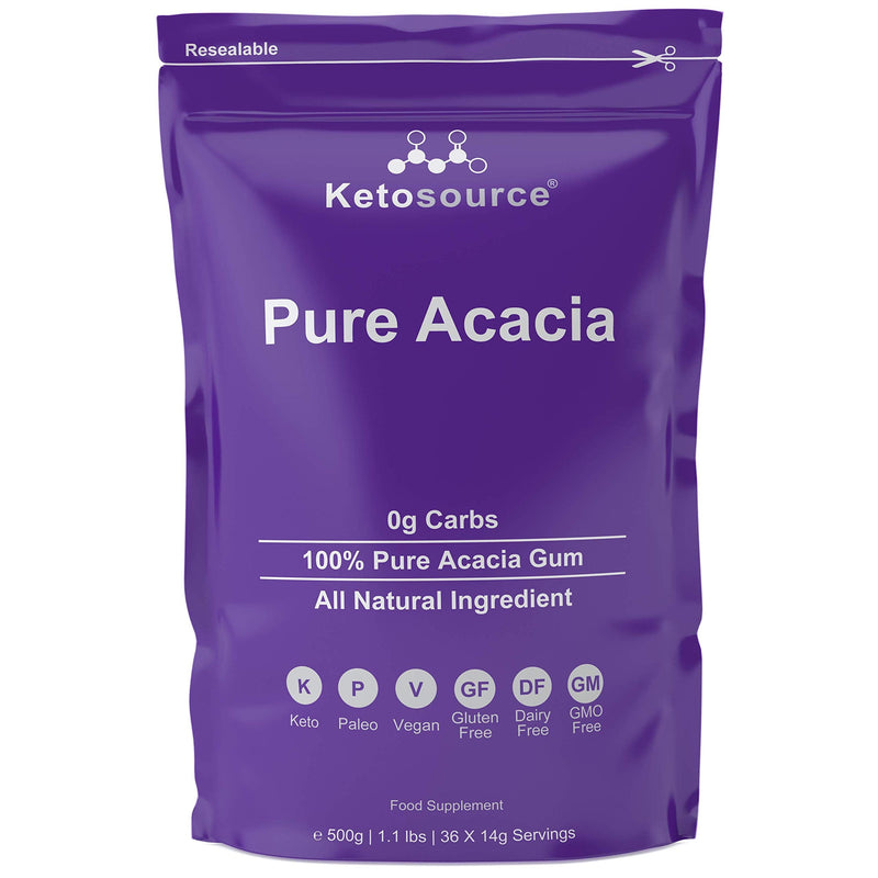 Ketosource® Pure Acacia Fibre | 0g Carbs | Zero Calories | Suitable for Ketogenic Diet & Fasting Lifestyles | 500g Pouch (500g) 500 g (Pack of 1) - BeesActive Australia