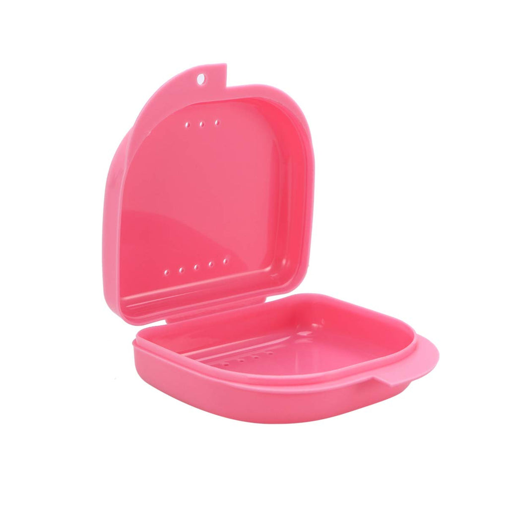 Healifty Retainer Case Orthodontic Dental Retainer Box with Ventilation Holes for Orthodontic Invisalign Mouth Guard Denture Storage Container Pink - BeesActive Australia