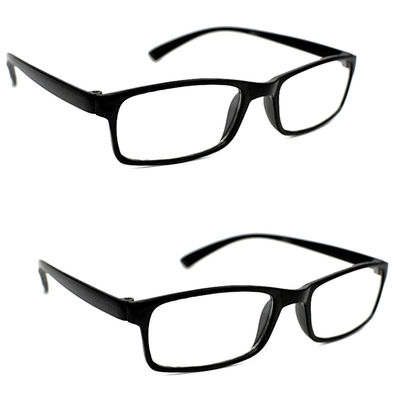 2 x PAIRS TR90 Bendable, Flexible Reading Glasses Quality Lenses, Super-lite with 13 Lens Strengths RG9 2 X Pairs All Black 1.0 x - BeesActive Australia
