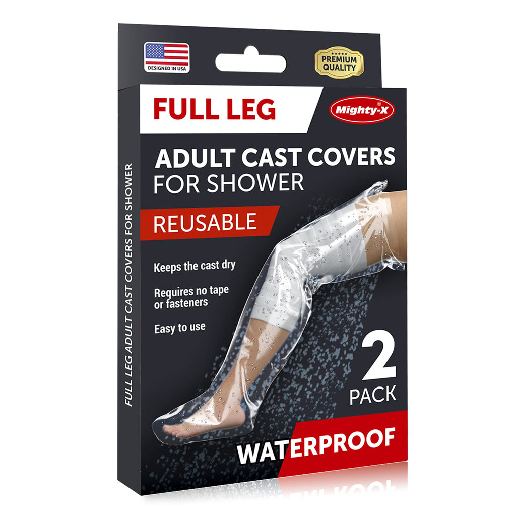 Waterproof Leg Cover for Shower - 【100% Watertight Seal】 - Reusable Full Leg Cast Cover for Shower Adult Knee, Ankle, Foot - 2pk - Easy to use - BeesActive Australia