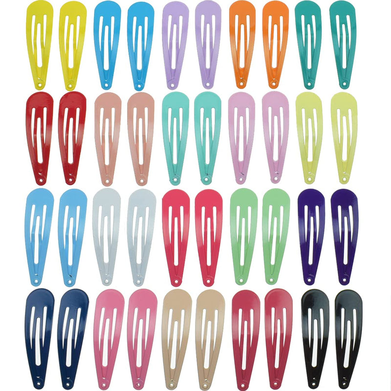 40 Pcs Metal Snap Hair Clips Candy Color 2 Inch Non Slip Kids Barrettes Girls' Hair Accessories - BeesActive Australia