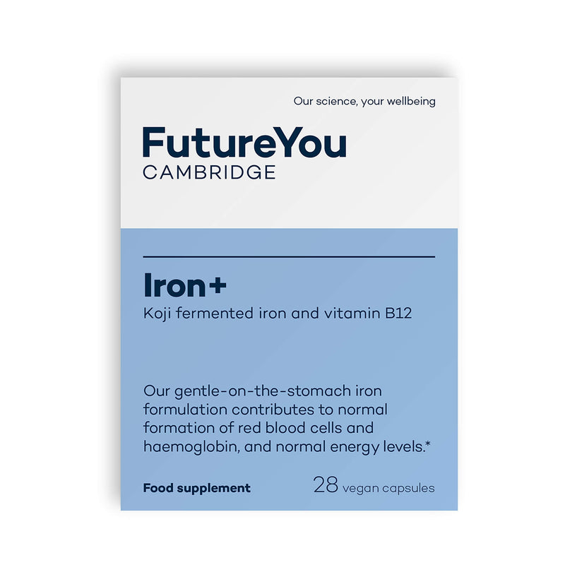 Iron+ with Koji Fermented Iron and Vitamin B12-28 Day Supply - Vegan Suitable Supplement - Developed by FutureYou Cambridge, UK - BeesActive Australia