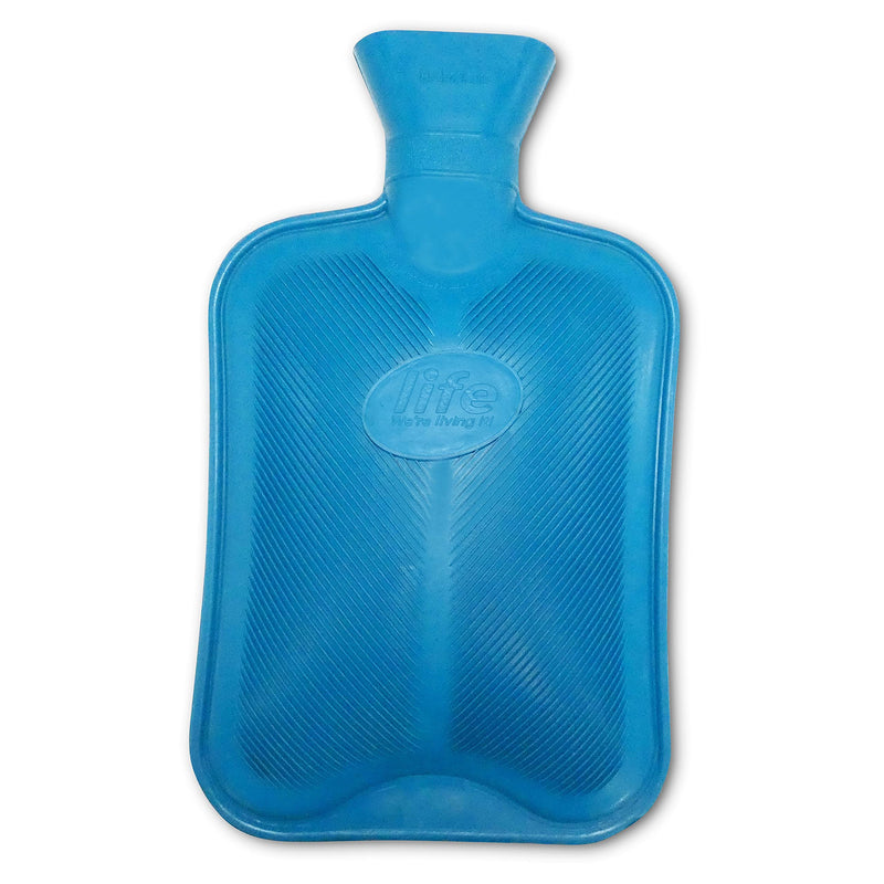 LIFE Hot Water Bottle – Large 1.8L Rubber Bottle – Comfort Warmth and Pain Relief (Blue) Blue - BeesActive Australia
