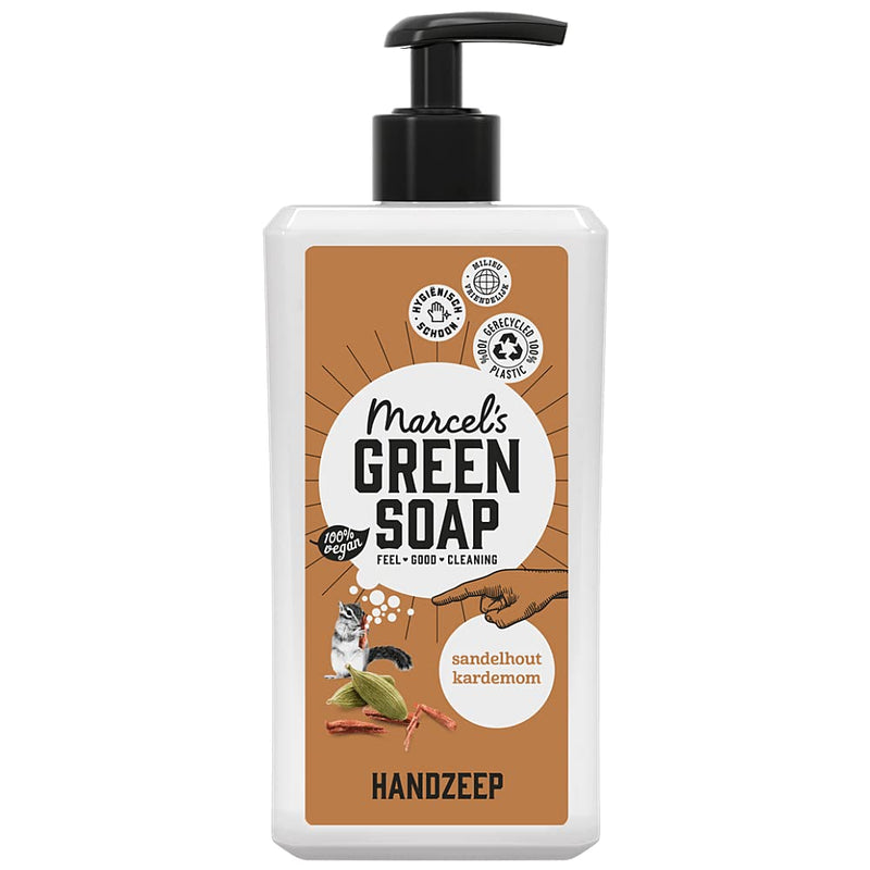 marcel's green soap - Hand Soap - Sandalwood & Cardamom - 97% biodegradable - Natural ingredients - 500 ML, Brown - BeesActive Australia