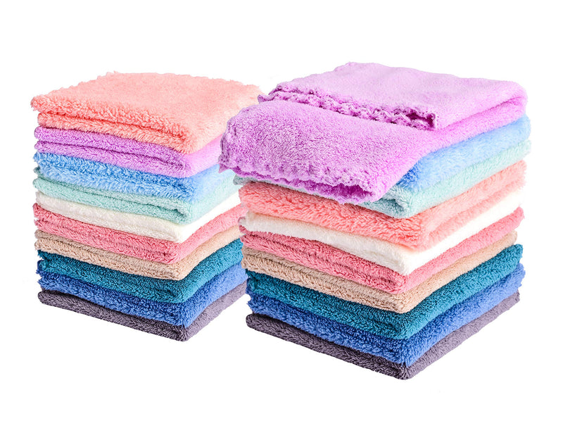 Kyapoo 20 Pack Baby Washcloths Microfiber Coral Fleece Extra Absorbent and Soft for Newborns, Infants and Toddlers 20 Count (Pack of 1) - BeesActive Australia