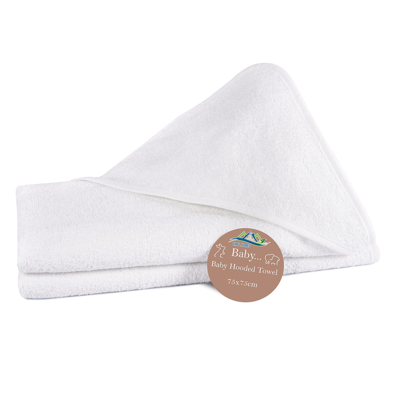 ZIMEL HOMES Plain White Hooded Baby Towel Set for Newborns 75 cm x 75 cm-Highly Durable Baby Hooded Bath Time Towel 100% Cotton Pack of 1 White Towel - BeesActive Australia