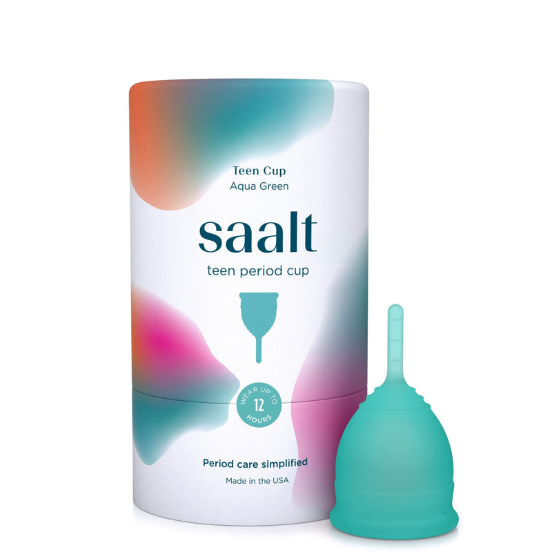 Saalt Teen Menstrual Cup - Best Sensitive Reusable Cup - Wear for 12 Hours - Tampon and Pad Alternative (Aqua Green) Aqua Green - BeesActive Australia
