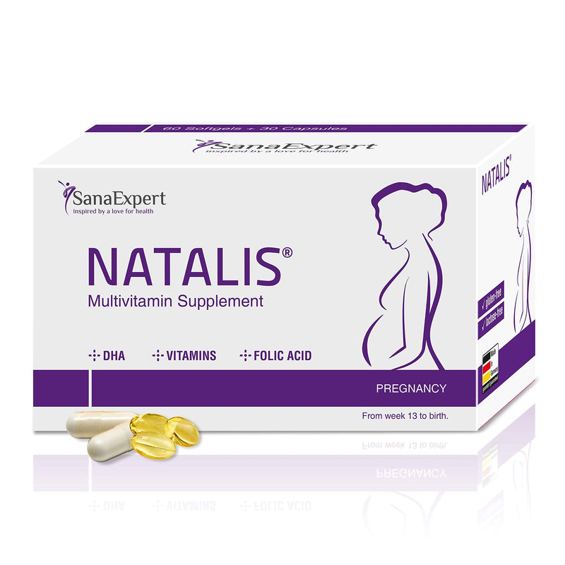 SanaExpert Natalis for Pregnancy and Breastfeeding, Premium prenatal multivitamin Supplement, folic Acid, Vitamins, and DHA, 90 Capsules (1) 1 - BeesActive Australia