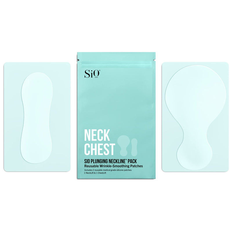 SiO Beauty Plunging Neckline - Overnight Reusable Silicone Smoothing Patches for Neck and Chest (SkinPad + Necklift) - BeesActive Australia