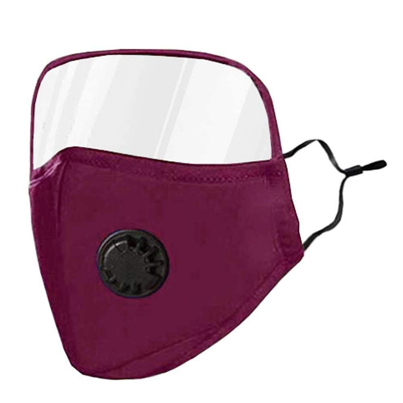 Reusable Visor Filter Mask with Valve +1 Filter. Burgundy | Burgundy | H43x28.5cm - BeesActive Australia