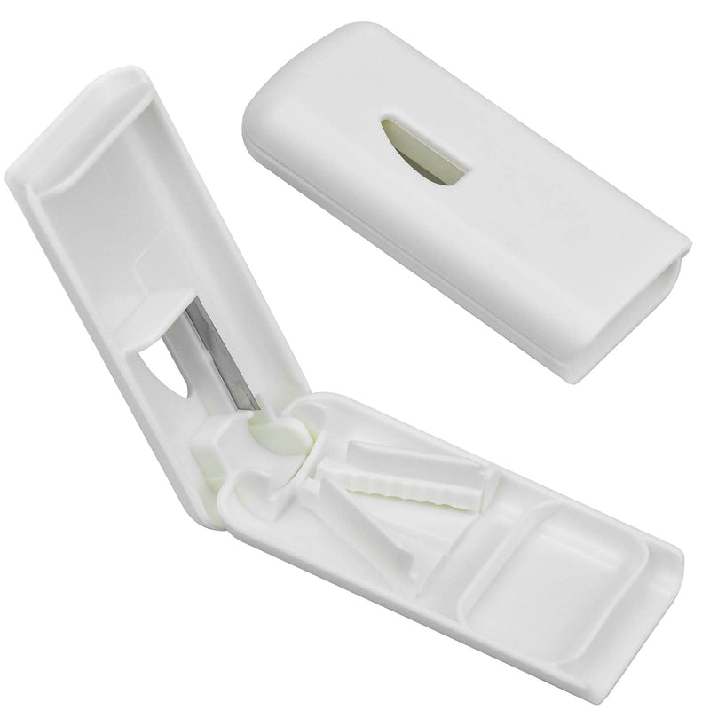Demason Pill Cutter, White Pill Splitter with Blade Pill Crusher for Big & Small Pills Cut in Half Quarter for Tablet Vitamin Medicine - BeesActive Australia