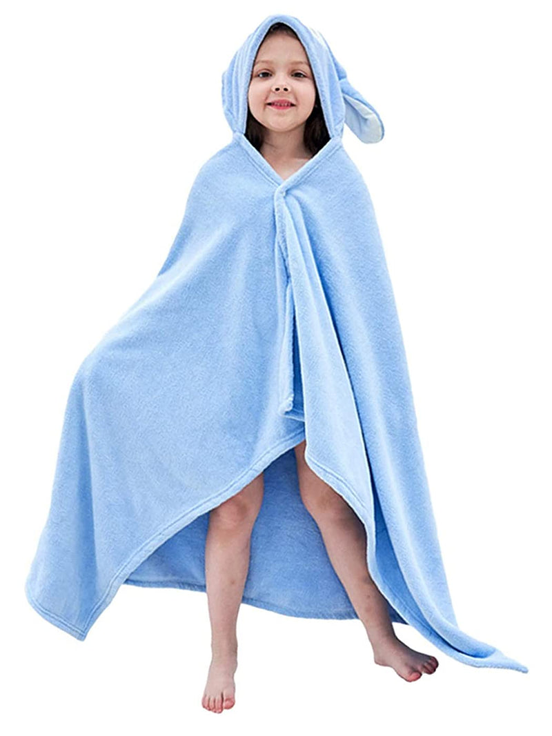 Hilmocho Kids Hooded Bath Towel Large Soft Plush Baby Toddler Poncho Towel Children Swimming Beach Towel Bathrobe for Boys Girls, 140x70CM Blue - BeesActive Australia