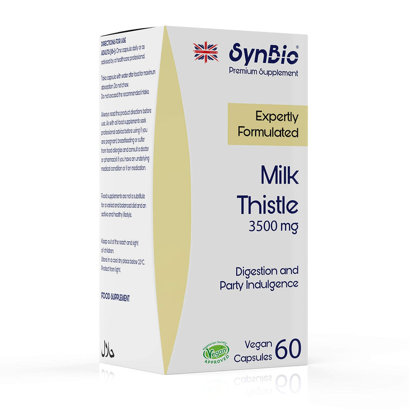 SynBio Premium - Milk Thistle High Strength Capsules | Supports Digestion and Party Indulgence | Vegan | Gelatin Free | Dairy Free | Made in The UK - BeesActive Australia