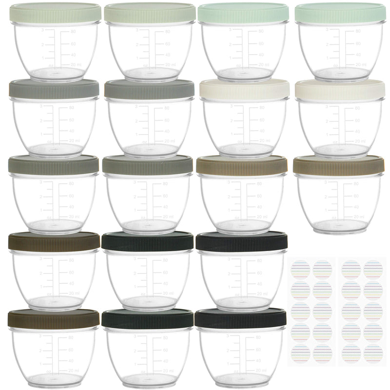 Youngever 18 Pack 120ML Baby Food Storage, Re-usable Baby Food Containers with Lids and Labels, 9 Urban Colors - BeesActive Australia