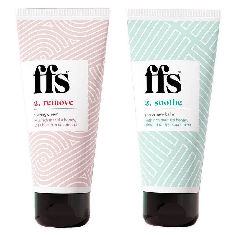 FFS Beauty Remove and Soothe Shaving Bundle for Women - Moisturising Shave Cream and Repairing Post Shave Balm with Manuka Honey - 100ml - 2pcs - BeesActive Australia