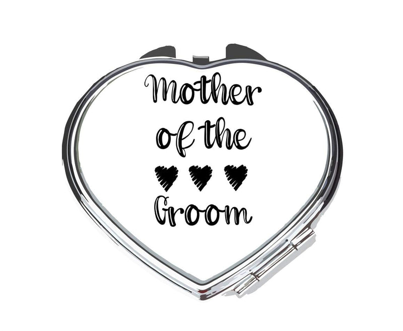 Mother Of The Groom Hearts Wedding Statement [WED17] folding compact pocket mirror - silver heart shape - BeesActive Australia