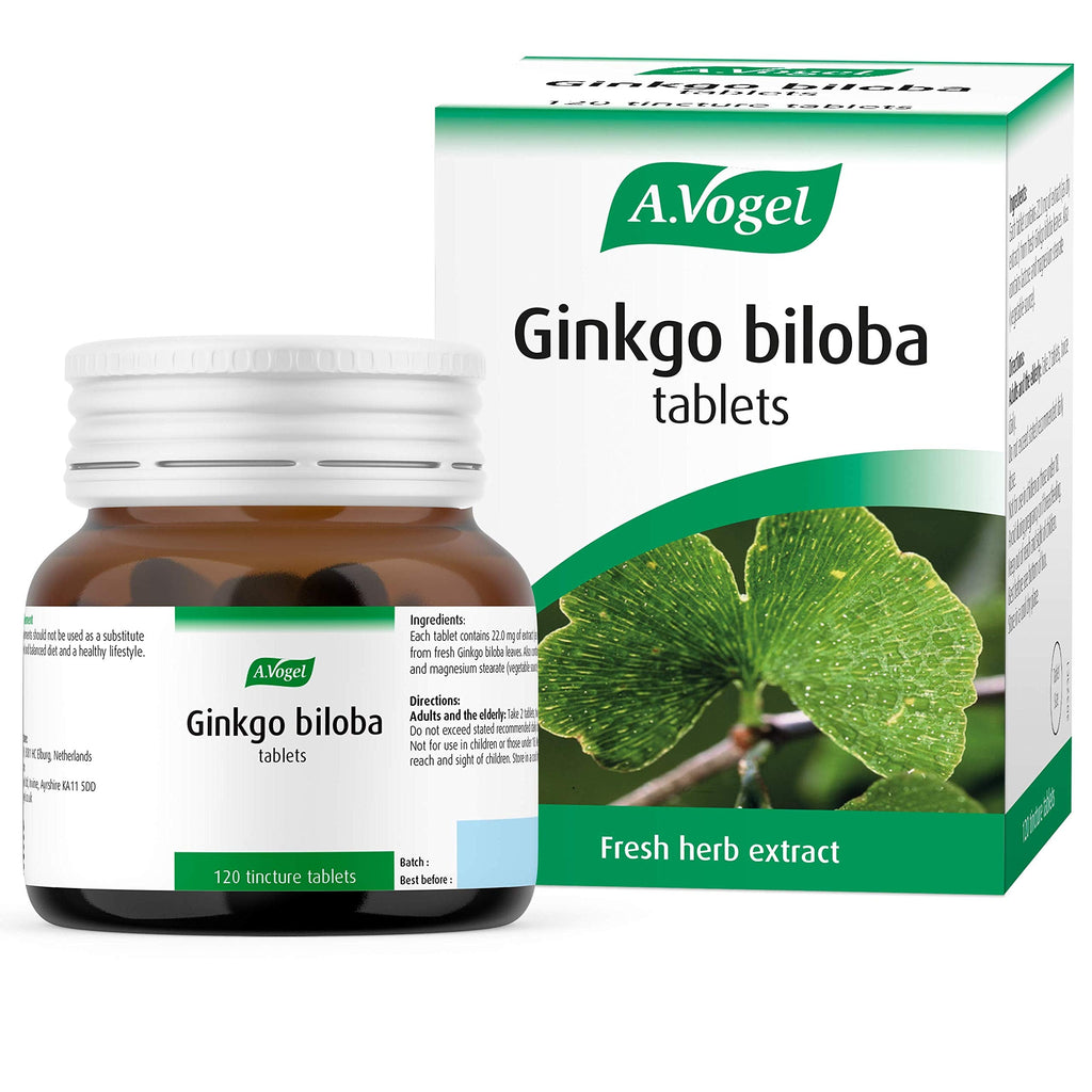A.Vogel Ginkgo Biloba Tablets | Food Supplement | Extract from Fresh Ginkgo biloba Leaves | Suitable for Vegetarians | 30 Days Supply | 120 Tablets - BeesActive Australia