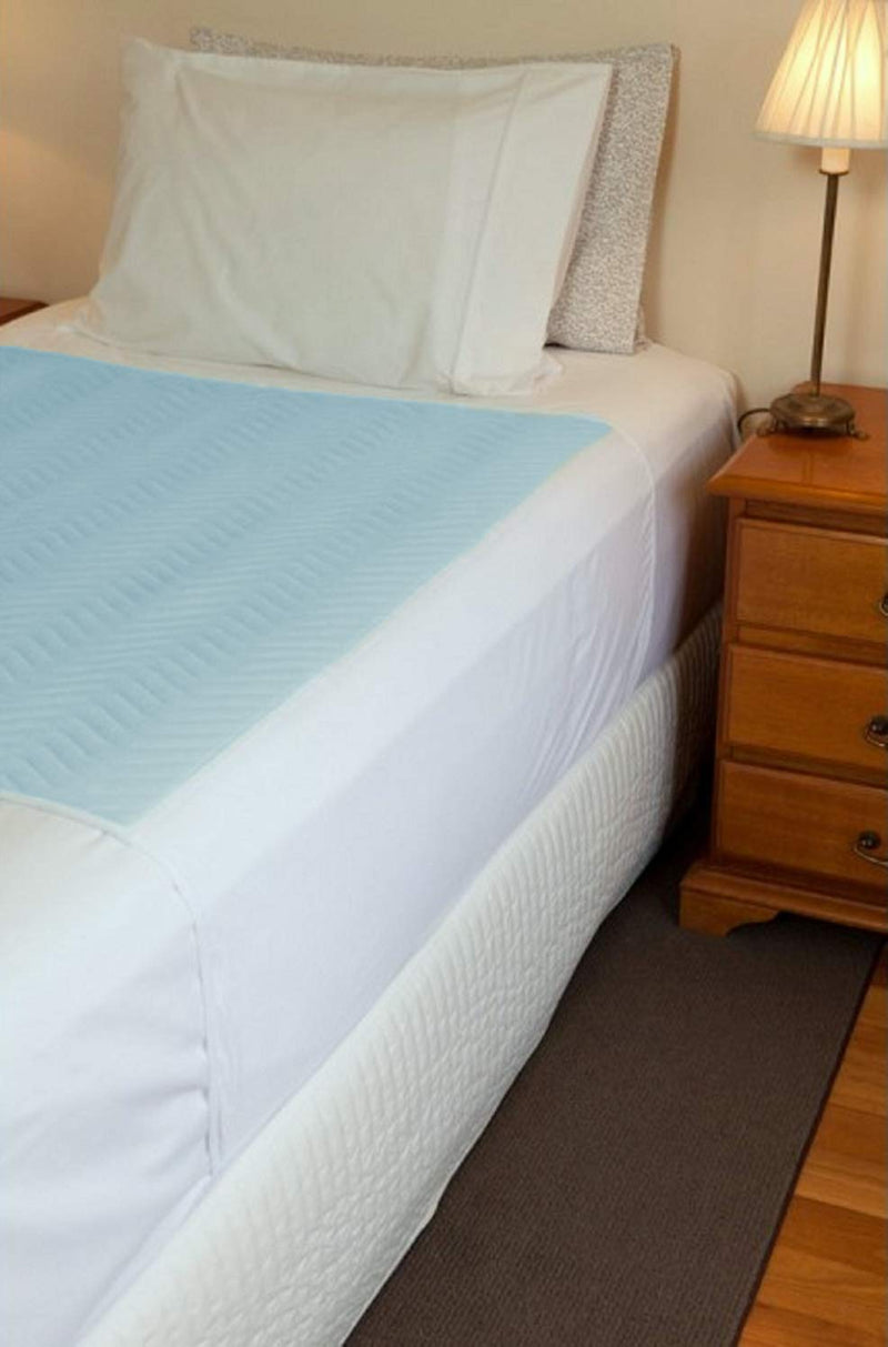ComfortCare Eco Blue, Washable Incontinence Pad Bed Protector Sheet, Single Bed Pad with Tucks,90 x 90cms,35½" x 35½" - BeesActive Australia