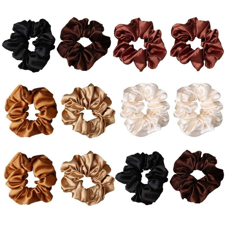 nuoshen 12 Pieces Scrunchies, Elastic Satin Scrunchy Silk Scrunchies for Women Girls Hair Accessories 12 Count (Pack of 1) - BeesActive Australia