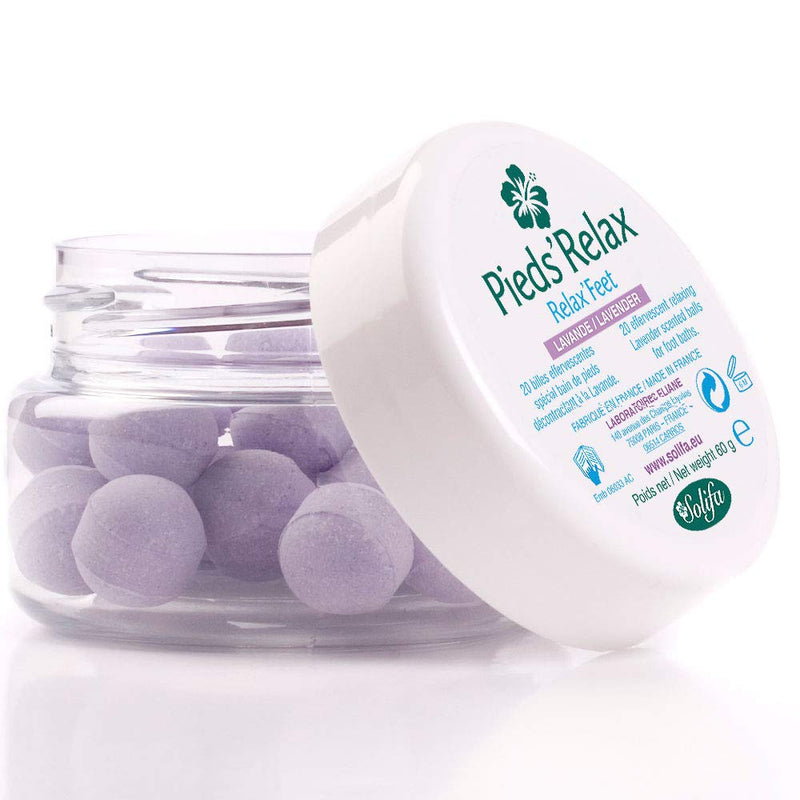 PIEDS'RELAX (LAVENDER) - Foot Bath Treatment - 20 Effervescent Balls with Refreshing and Deodorant Essential Oils - Origin: France - BeesActive Australia