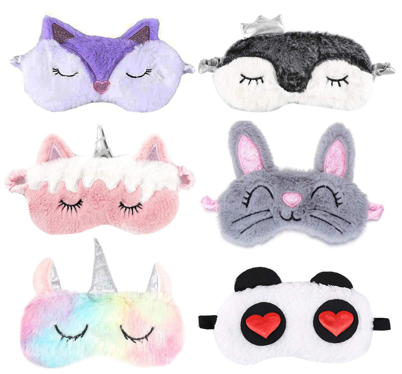 6 Packs Eye Mask for Sleeping Annimal Eye Mask Plush Cartoon for Adult Child Animal - BeesActive Australia