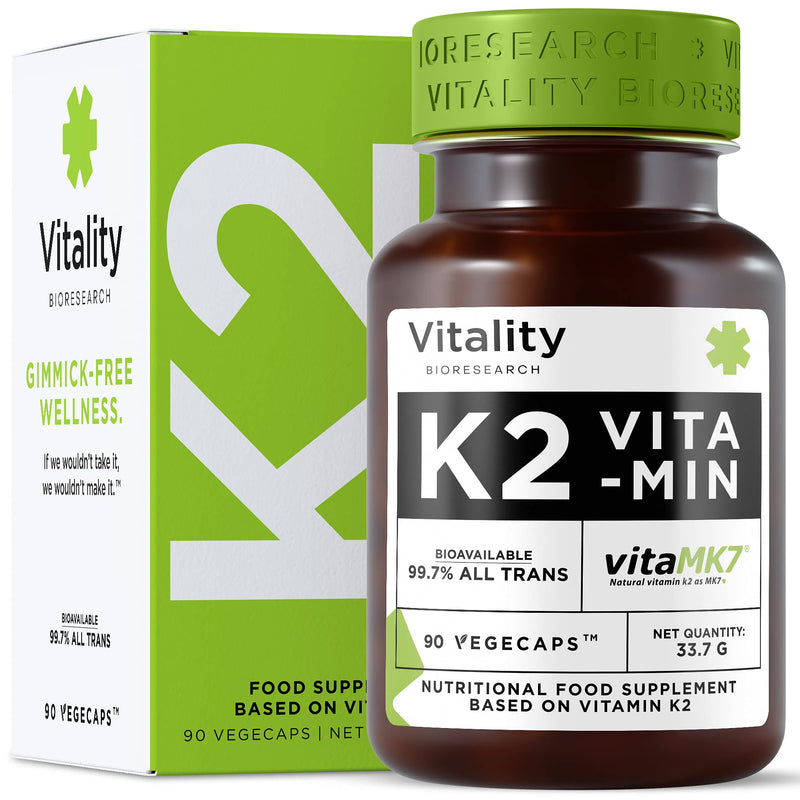 Organic Vitamin K2 MK7 Supplement 200 mcg, K2 Vitamin Supplement for Men and Women, Support Heart Health, Joint, Bones and Immune System, 90 Capsules - BeesActive Australia