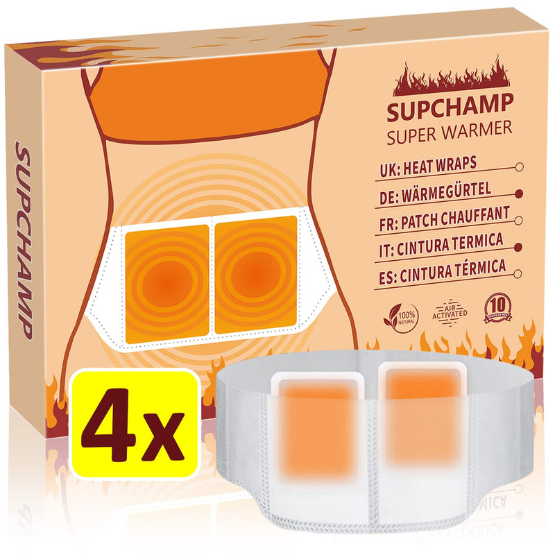 Supchamp Heat Patches - 4 or 8 Pairs - Lower Back Heat Wraps - Heat Patch for Back Neck Shoulders Pain Relief - Up to 10 Hours 4 Pairs - BeesActive Australia