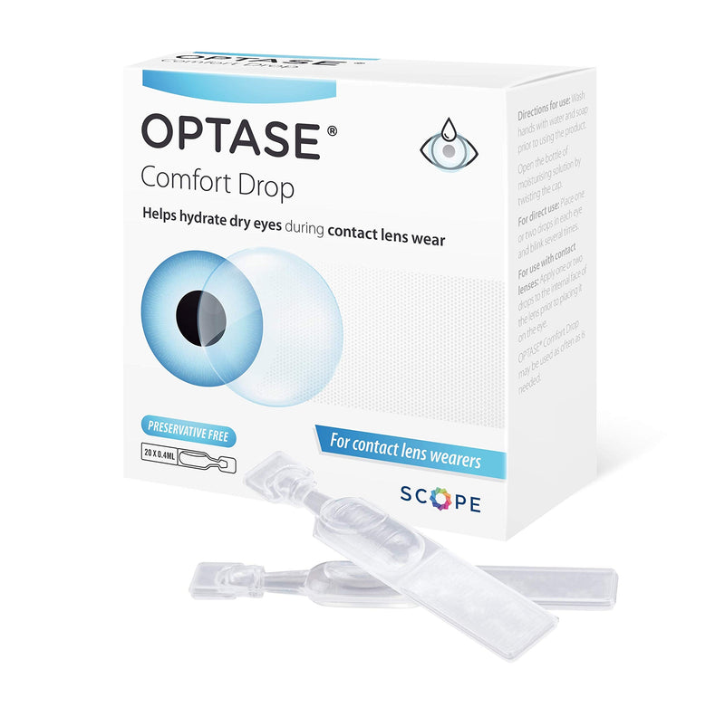 Optase Comfort Drop - Preservative Free Eye Drops to Help Hydrate Dry Eyes for Contact Lens Wearers - 20 x Single Doses - BeesActive Australia