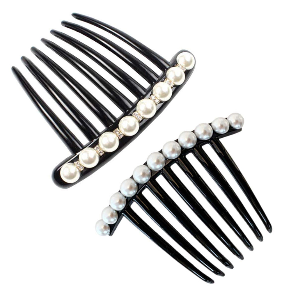 2 Pcs Pearl Side Combs Simple Elegant Pearl Hair Tools Teeth Hair Combs Hair Claw for Hair Accessories - BeesActive Australia