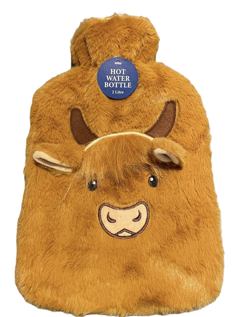 Hairy Highland Cow Hot Water Bottle - Tan and Brown (Medium 2000 ml) Medium 2000 Ml - BeesActive Australia
