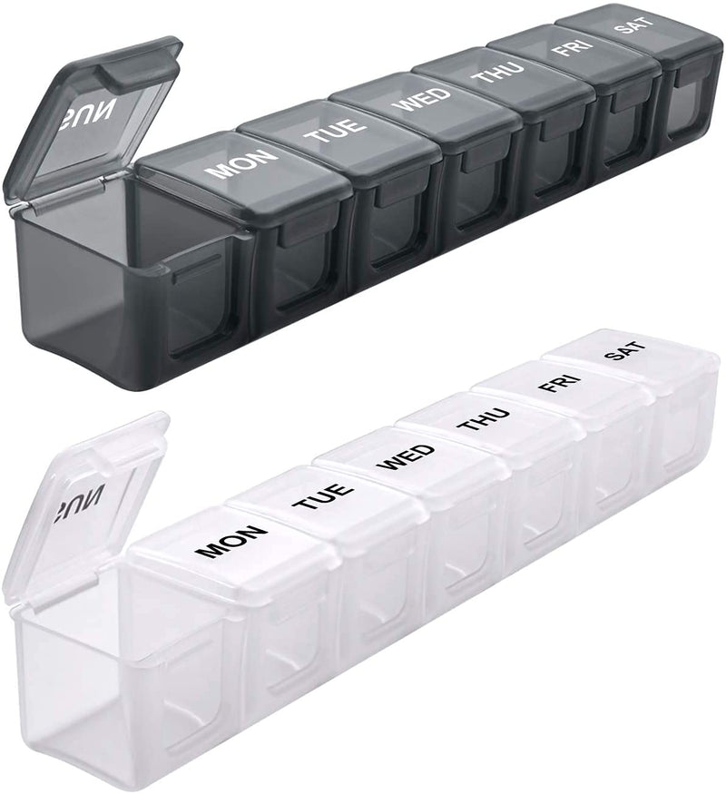 SUKUOS Pill Box Organiser 2PC, 7 Day 1 Times Extra Large Weekly Pill Organiser, BPA Free for Vitamins, Fish Oils, Travel, Supplements and Medication - BeesActive Australia