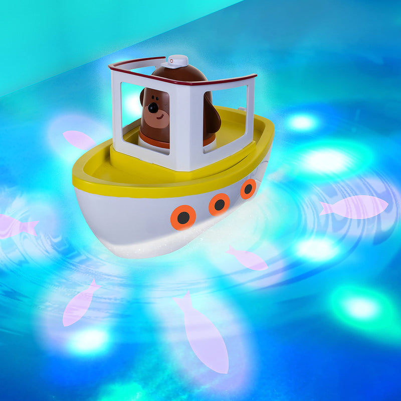 Hey Duggee Lightshow River Boat Underwater Light Show Bath Toy Boat, Floats, Projects Lights Under Water, Squirrel Club, CBeebies, Age 3 Years Plus - BeesActive Australia