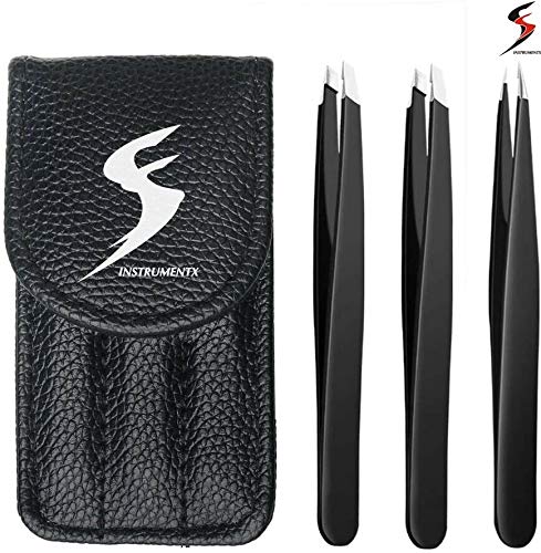 Eyebrow Tweezers, 3 Piece Professional Stainless Steel Precision Tweezers for Eyebrows Plucking, Ingrown Hair Remover and Facial Hair - BeesActive Australia