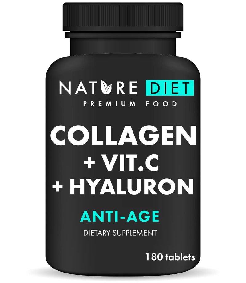 Nature Diet - Collagen with Hyaluronic Acid and Vitamin C, 180 Tablets, 500 mg | Anti Ageing | Hydrolyzed Collagen - BeesActive Australia