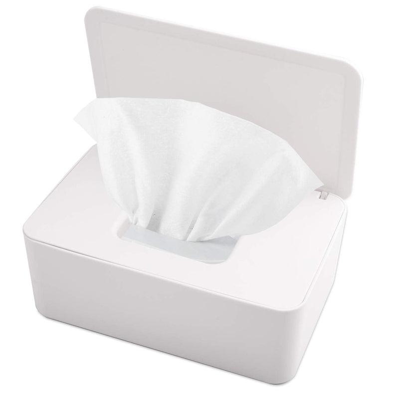 KONUNUS Wet Wipes Storage Box,Wipes Dispenser Holder Tissue Storage Box Case with Lid Dustproof for Home Office(White) - BeesActive Australia