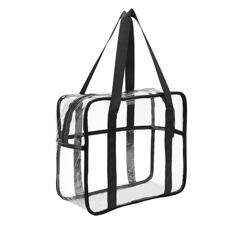 FIYUK Clear Toiletry Bag Transparent Cosmetic Makeup Beach Tote Bag Lightweight Waterproof Organizer Large Storage (Black) Black - BeesActive Australia