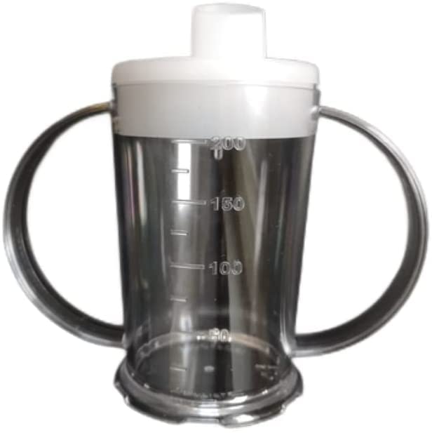 Clear Two Handled Graduated Beaker with Lid - 200ml Adult Feeder Cup - Drinking Aids (Narrow Spout, Pack of 1) Narrow Spout - BeesActive Australia