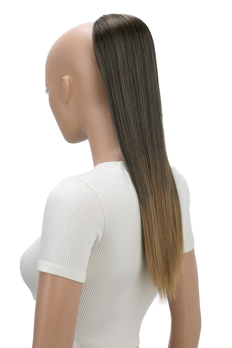 PRTTYSHOP 22" Hairpiece Ponytail Extension Drawstring Voluminous Straigth Brown Mix PH524 brown mix #1BT27B PH524 - BeesActive Australia