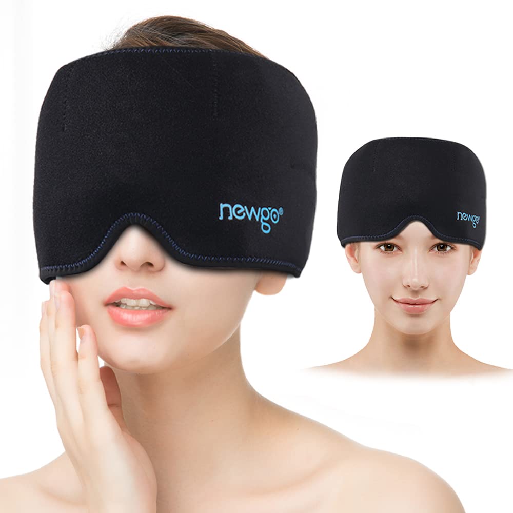 NEWGO Head Ice Pack for Migraine, Hot Cold Compress Head Ice Wrap for Headache, Chronic Migraine, Tension, Chemo, Stress Relief, Puffy Eyes Black - BeesActive Australia