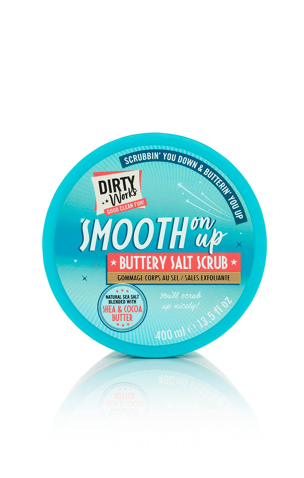 Dirty Works Body Scrub | Smooth On Up Buttery Salt Scrub | Natural Sea Salt Skin Exfoliant with Vitamin E 400ml - BeesActive Australia