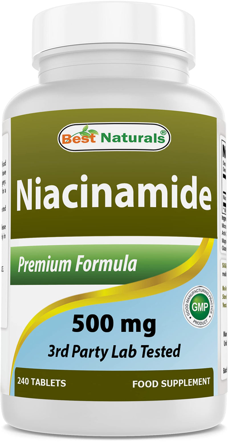 Best Naturals Niacinamide 500mg 240 Tablets (Suitable for Vegetarian) - Non-Flushing Form of Niacin (Vitamin B3)… (240 Count (Pack of 1)) - BeesActive Australia