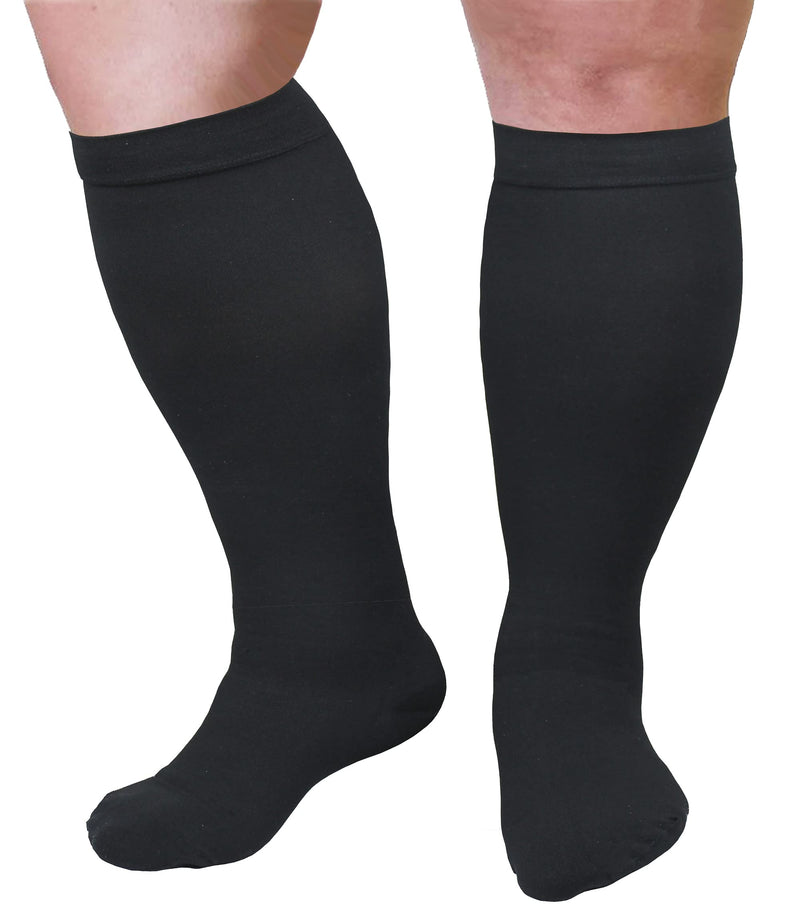 Compression Socks for Men and Women 20-30 mmHg Nursing Athletic Travel Flight Socks Shin Splints Knee High - Black L - BeesActive Australia
