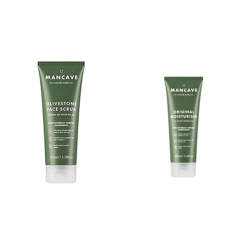 ManCave Skincare Duo Including Olivestone Face Scrub, 100ml and Original Moisturiser, 100ml Olivestone Face Scrub and Original Moisturiser - BeesActive Australia
