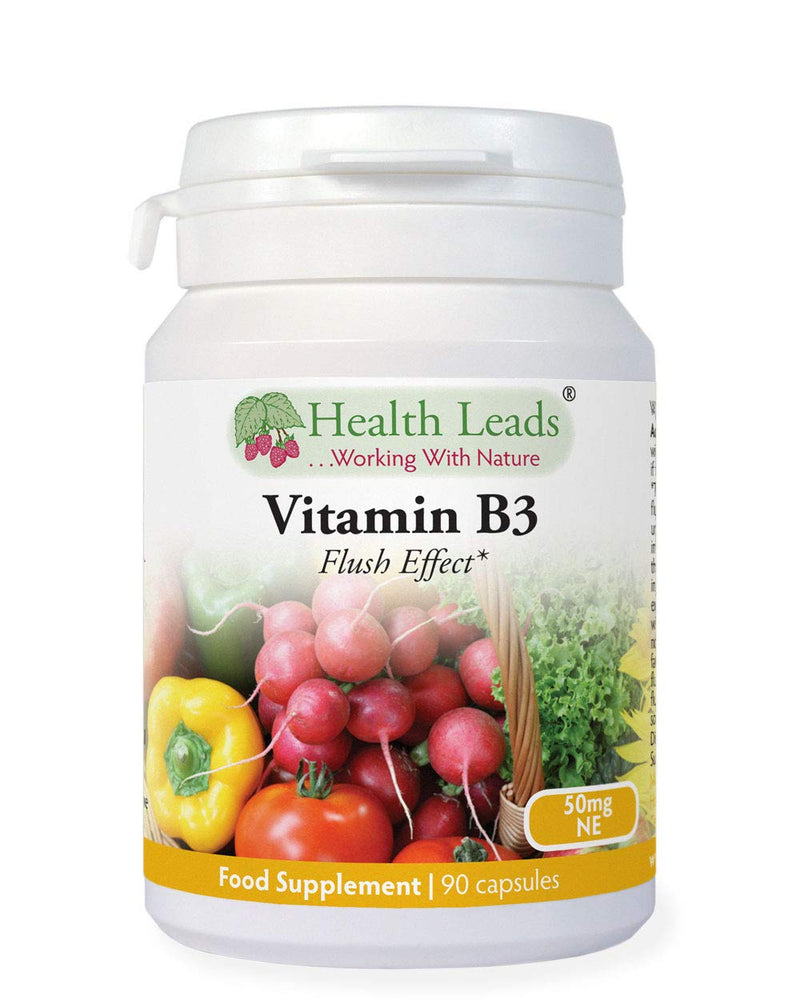 Vitamin B3 Niacin/Nicotinic Acid (Flush Effect) 50mg 90 Capsules, Magnesium Stearate Free & No Nasty Additives, Made in Wales (90 caps) 90 caps - BeesActive Australia